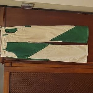 SQUALO | 90s Style Green and Off White Paneled Cargo Jeans in size 2